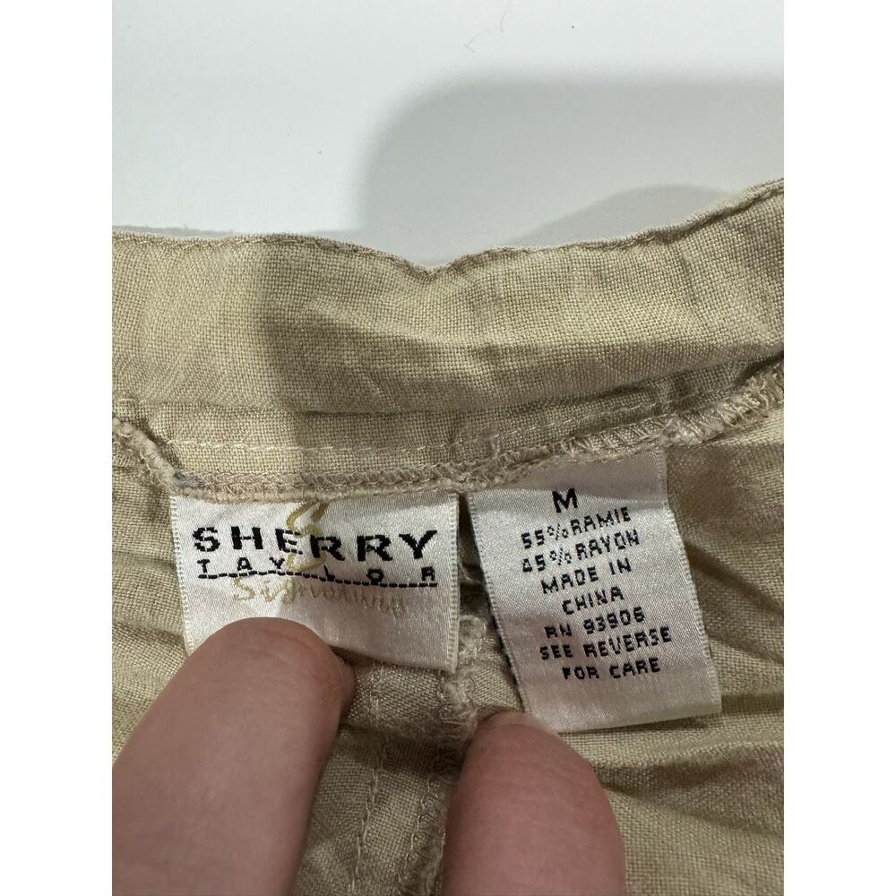 Vintage Sherry Taylor Signature Pants Ladies Size M Cream Capri - Picture 2 of 3